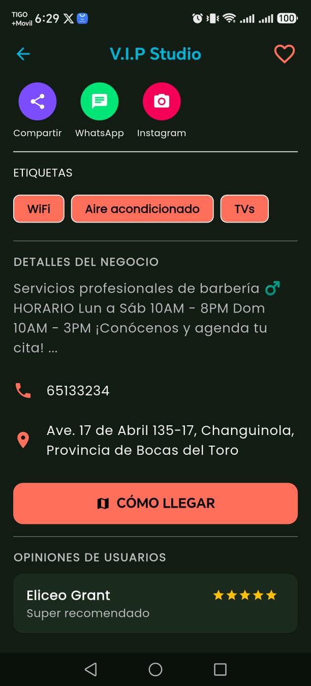 Pantalla de la app Guía 507 5